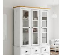 Vidaxl Armoire Avec Portes Vitrées Bodo Blanc Marron Bois Pin Massif Blanc
