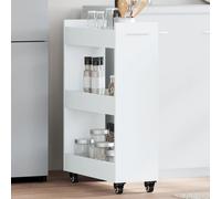 Vidaxl Armoire Avec Roues Blanc 60x22x79 Cm Bois D'ingénierie Blanc