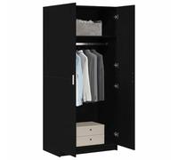 vidaXL Armoire avec Stockage Noir 80 x 51 x 180 cm Bois d'ingénierie, Garde-Robe Moderne et élégante, Grand Placard pour Ranger, Design Minimaliste, unité Fonctionnelle pour la Maison