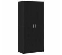 vidaXL Armoire avec Stockage Noir 80 x 51 x 180 cm Bois d'ingénierie, Garde-Robe Moderne et élégante, Grand Placard pour Ranger, Design Minimaliste, unité Fonctionnelle pour la Maison