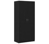 vidaXL Armoire avec Stockage Noir 90 x 52 x 200 cm Bois d'ingénierie, Armoire rectangulaire pour Salon, Meuble de Rangement élégant, Durable et au Design Minimaliste