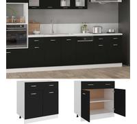 vidaXL Armoire basse à tiroirs Lyon noir 80x46x81,5 cm Bois composite