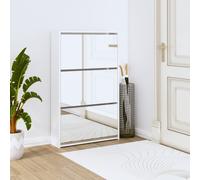 Vidaxl Armoire Chaussures Miroir 3niveaux Blanc Brillant 63x17x102,5cm Multicolore