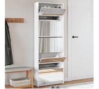 Vidaxl Armoire Chaussures Miroir 5niveaux Blanc Brillant 63x17x169,5cm Multicolore