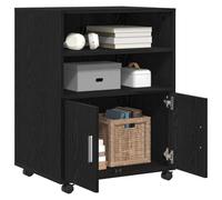 vidaXL Armoire Chêne Noir 60 x 48 x 74,5 cm avec Roues | Immense place pour tous vos petits trucs, Fini en chêne noir smooth qui colle à tous les styles,