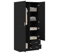 vidaXL Armoire Chêne Noir 80 x 52 x 180 cm Bois d'ingénierie, Armoire Moderne pour Chambre, Meuble rectangulaire de Rangement, Porte Haute, Bois Composite, Finition Mate