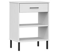 Vidaxl Armoire Console Avec Pieds En Métal Blanc Bois Pin Massif Oslo Blanc