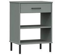 Vidaxl Armoire Console Avec Pieds En Métal Gris Bois Pin Massif Oslo Marron