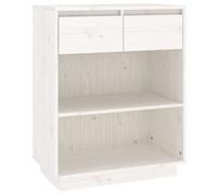 Vidaxl Armoire Console Blanc 60x34x75 Cm Bois De Pin Solide Blanc