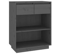 Vidaxl Armoire Console Gris 60x34x75 Cm Bois De Pin Solide Marron