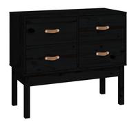 Vidaxl Armoire Console Noir 90x40x78 Cm Bois De Pin Solide Marron