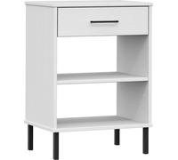 vidaXL Armoire console OSLO avec pieds métalliques blanc pin massif