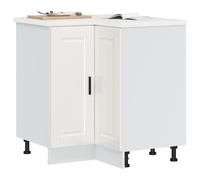 Vidaxl Armoire D'angle De Cuisine Porto Blanc Brillant Bois Ingénierie Blanc