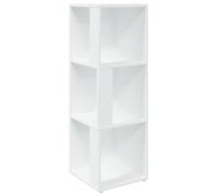 vidaXL Armoire d'angle, Étagère avec 3 Compartiments, Organisateur de Salon Salle de Séjour Intérieur, Moderne, Blanc Bois d'Ingénierie