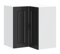 vidaXL Armoire d'angle Murale de Cuisine Porto Noir Bois d'ingénierie, Armoire Murale de Cuisine, Armoire Murale d'angle pour Cuisine, Armoire d'angle supérieure