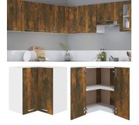 vidaXL Armoire d'angle suspendue ""Lyon"" Chêne fumé 57 x 57 x 60 cm Bois d'ingénierie 815597