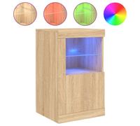 vidaXL Armoire d'appoint avec lampes LED Chêne Sonoma Matériau dérivé du bois