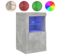 vidaXL Armoire d'appoint avec lampes LED gris béton Matériau dérivé du bois