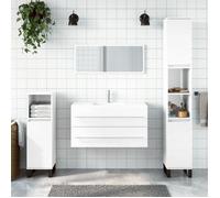 Vidaxl Armoire De Bain Avec Miroir Blanc Brillant Bois D'ingénierie Blanc