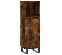 vidaXL Armoire de salle de bain Colonne – 2 compartiments, étagère, pieds, chêne fumé
