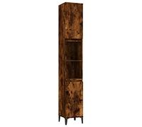 vidaXL Armoire de salle de bain Colonne – avec 2 étagères et 2 compartiments – Chêne fumé