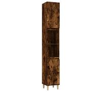 Vidaxl Armoire De Bain Chêne Fumé 30x30x190 Cm Bois D'ingénierie Marron