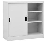 vidaXL Armoire de Bureau avec Porte Coulissante Armoire de Rangement Classeur Meuble de Rangement Maison Intérieur Gris Clair 90x40x90 cm Acier