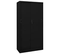 vidaXL Armoire de Bureau avec Porte Coulissante Armoire de Rangement Classeur Meuble de Rangement Maison Intérieur Noir 90x40x180 cm Acier