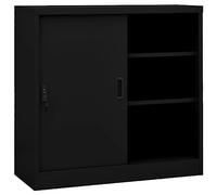 vidaXL Armoire de Bureau avec Porte Coulissante Armoire de Rangement Classeur Meuble de Rangement Maison Intérieur Noir 90x40x90 cm Acier