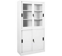 vidaXL Armoire de Bureau avec Porte Coulissante Classeur Armoire à Dossiers Armoire de Classement Stockage de Fichiers Blanc 90x40x180 cm Acier 335962 Blanc G