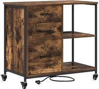 vidaXL Armoire de bureau avec roue chêne fumé 76 x 41 x 72 cm Bois composite