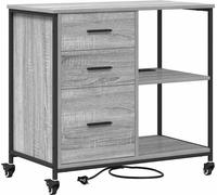 vidaXL Armoire de bureau avec roue Gris Sonoma 76 x 41 x 72 cm Bois composite