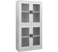 vidaXL Armoire de Bureau Classeur Armoire à Dossiers Armoire de Classement Stockage de Fichiers Gris Vlair 90x40x180 cm Acier et Verre Trempé Gris G