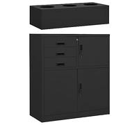 vidaXL Armoire de Bureau et Jardinière Meuble de Rangement avec Boîte à Fleurs Pot à Fleurs Salon Maison Anthracite 90x40x125 cm Acier