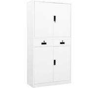 vidaXL Armoire de Bureau Meuble de Classement Meuble de Rangement Stockage de Fichiers Armoire de Rangement Blanc 90x40x180 cm Acier Blanc G