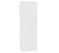 Armoire De Bureau Blanche 60x32x190 Cm Bois Contreplaqué 2 Portes 5 Étagères Blanc