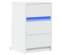 vidaXL Armoire de chevet avec lumières LED - en bois d'ingénierie blanc