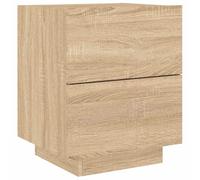 vidaXL Table de chevet moderne avec LED, 7 tiroirs – Chêne Sonoma (bois d'ingénierie)