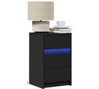 vidaXL Armoire de chevet avec lumières LED noir bois d'ingénierie, table d'appoint, armoire de lit, table d'appoint pour la 852013 Noir G