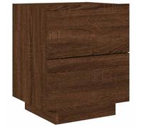 Vidaxl Armoire De Chevet Et Lumières Led Chêne Marron Bois Ingénierie Multicolore