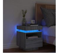 vidaXL Table de chevet 836794 – moderne avec lumières LED et rangement – Sonoma gris bois