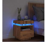 vidaXL Armoire de chevet et lumières LED chêne artisanal 40x39x48,5 cm, table d'appoint, armoire de lit, table d'appoint 857660