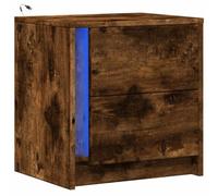 vidaXL Armoire de chevet LED chêne fumé bois d'ingénierie Table de nuit
