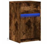 vidaXL Armoire de Chevet et lumières LED chêne fumé Bois d'ingénierie, Table d'appoint, Armoire de lit, Table d'appoint pour la Chambre, Table de Nuit
