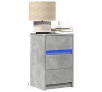 vidaXL Armoire de Chevet et lumières LED Gris béton Bois d'ingénierie, Table d'appoint, Armoire de lit, Table d'appoint pour la Chambre, Table de Nuit