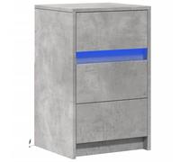 Vidaxl Armoire De Chevet Et Lumières Led Gris Béton Bois D'ingénierie Multicolore