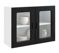 vidaXL Armoire de cuisine avec porte Kalmar Chêne noir 80 x 31 x 60 cm, Cabinet de cuisine rectangulaire moderne, unité murale avec grand espace de rangement, organisateur contemporain pour rénovation