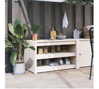 Vidaxl Armoire De Cuisine D'extérieur Blanc Bois De Pin Massif Blanc