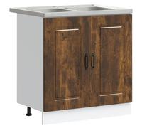 vidaXL Armoire de cuisine 2 pcs Marron 80 x 46 x 81.5 cm Bois composite