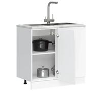 vidaXL Meuble Bas de Cuisine « Kalmar » Bois d'ingénierie Blanc Brillant
